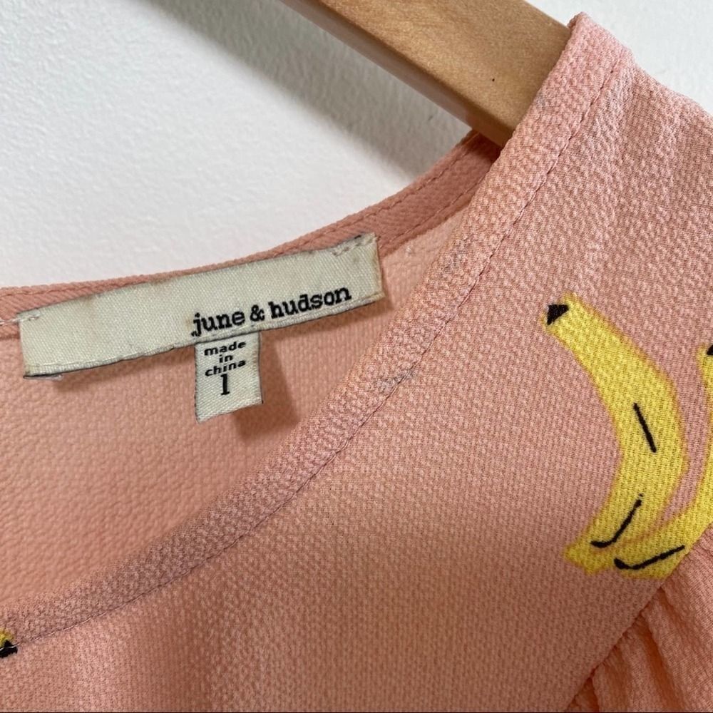 June & Hudson banana graphic print ruffle blouse - Picture 5 of 8